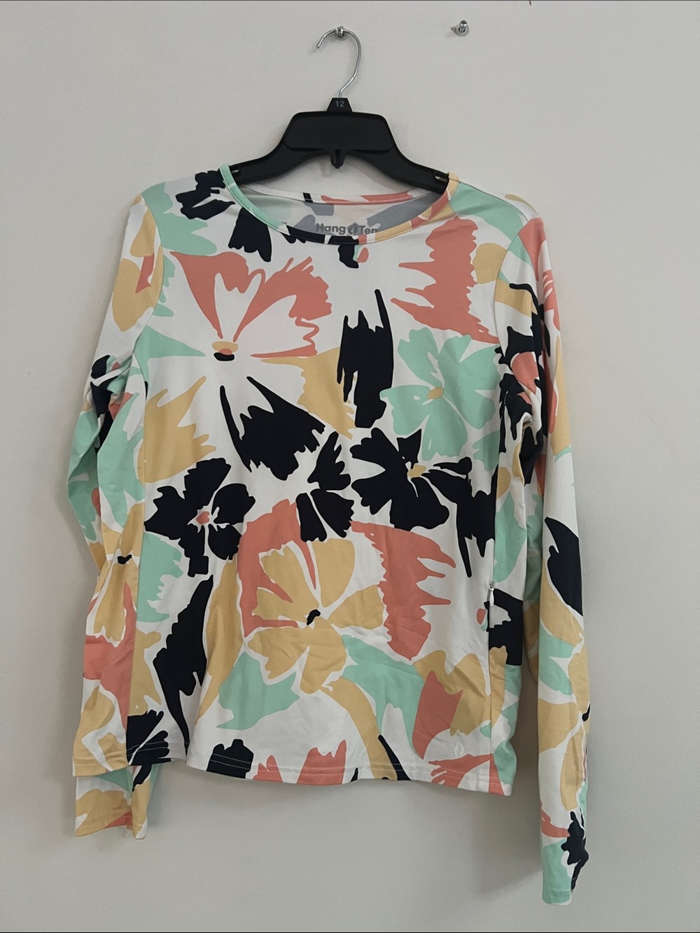 Hang Ten Floral Long Sleeve Tee - Mint, Coral, Yellow & Black
